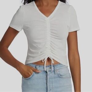 Alice + Olivia white ruched top